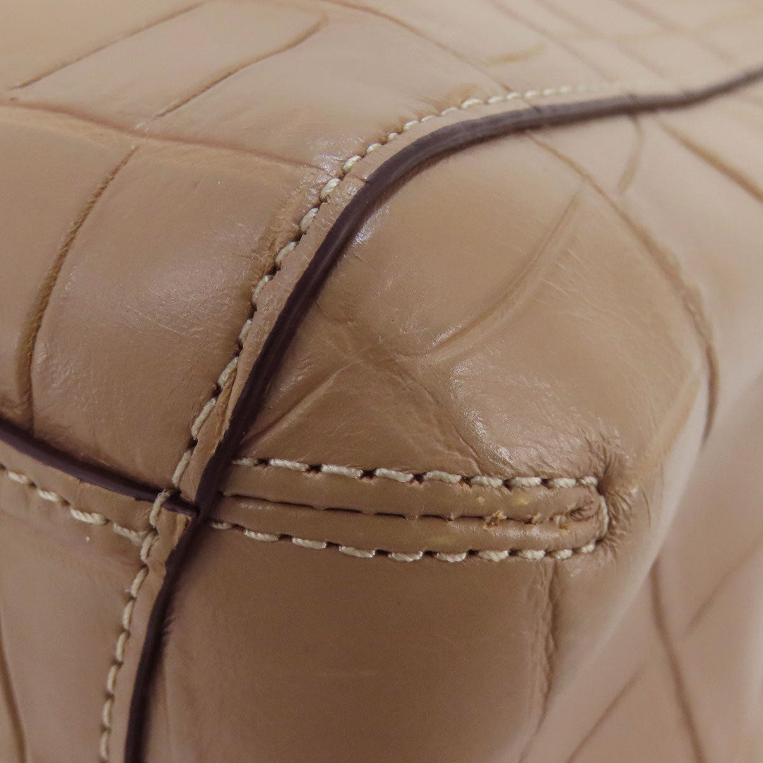 COACH Handbag F37097 leather beige Embossed 2WAY Women Used Authentic