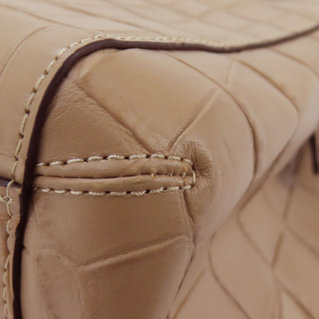 COACH Handbag F37097 leather beige Embossed 2WAY Women Used Authentic