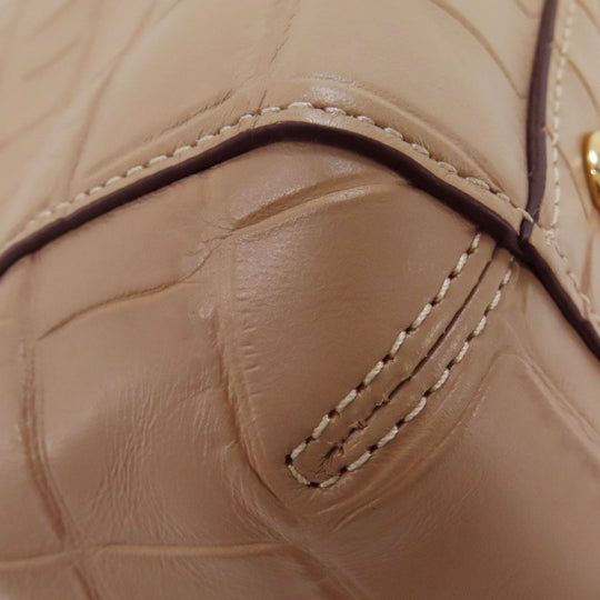 COACH Handbag F37097 leather beige Embossed 2WAY Women Used Authentic