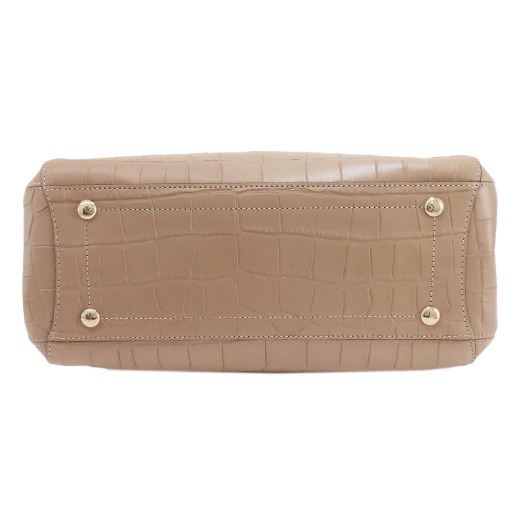 COACH Handbag F37097 leather beige Embossed 2WAY Women Used Authentic