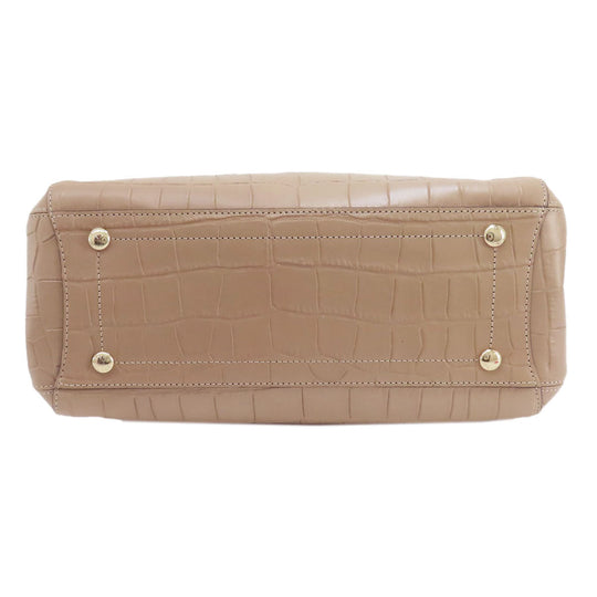 COACH Handbag F37097 leather beige Embossed 2WAY Women Used Authentic