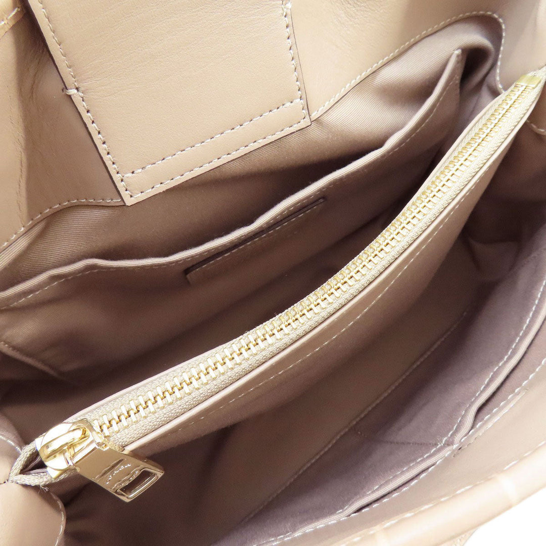 COACH Handbag F37097 leather beige Embossed 2WAY Women Used Authentic