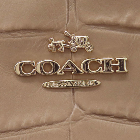 COACH Handbag F37097 leather beige Embossed 2WAY Women Used Authentic