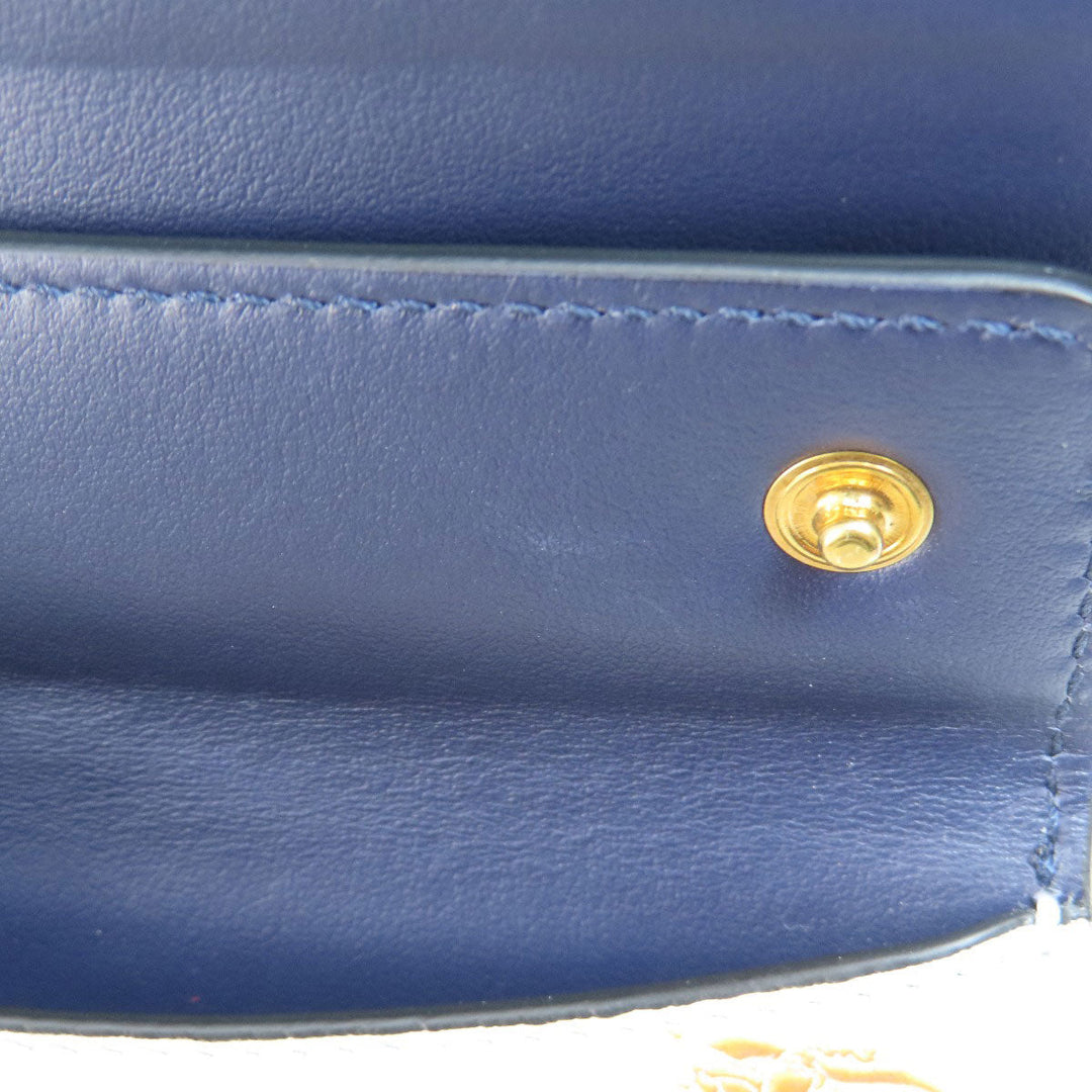 BURBERRY Bifold Wallet leather white logo Women Used Authentic