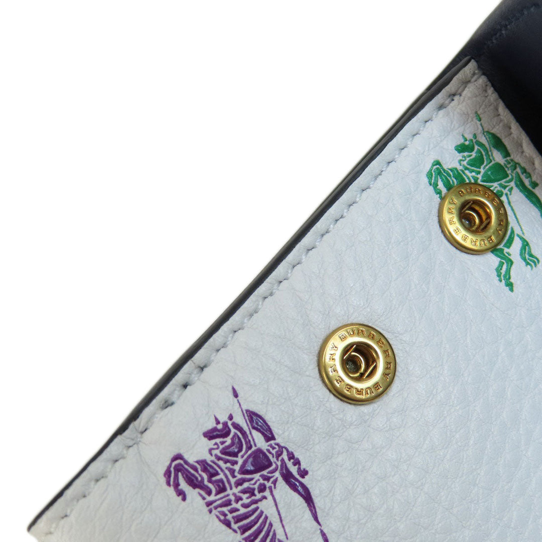 BURBERRY Bifold Wallet leather white logo Women Used Authentic