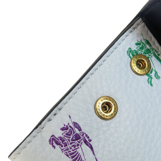 BURBERRY Bifold Wallet leather white logo Women Used Authentic