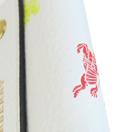 BURBERRY Bifold Wallet leather white logo Women Used Authentic