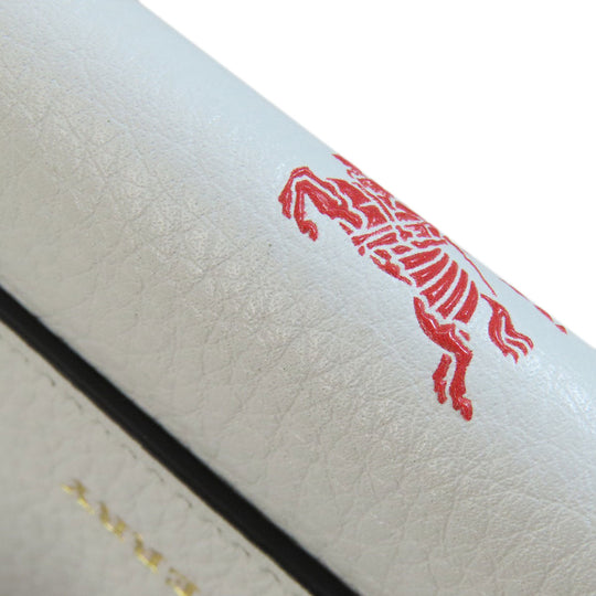 BURBERRY Bifold Wallet leather white logo Women Used Authentic