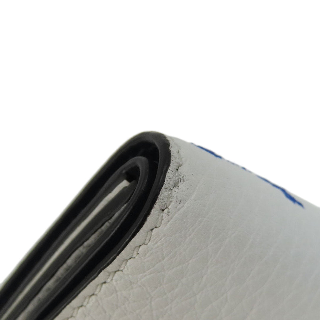 BURBERRY Bifold Wallet leather white logo Women Used Authentic