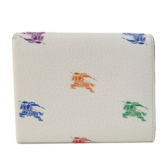 BURBERRY Bifold Wallet leather white logo Women Used Authentic