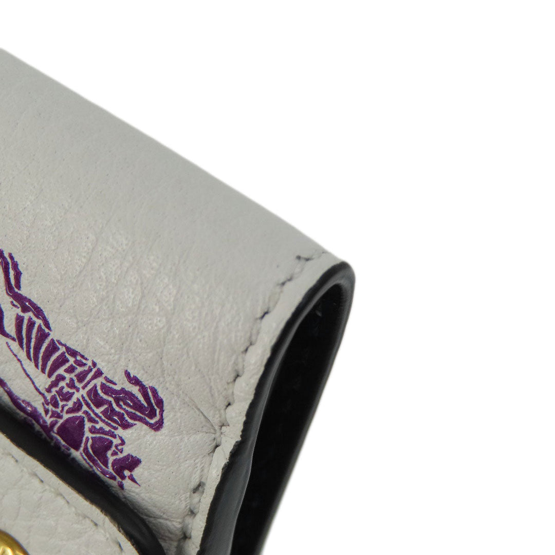 BURBERRY Bifold Wallet leather white logo Women Used Authentic