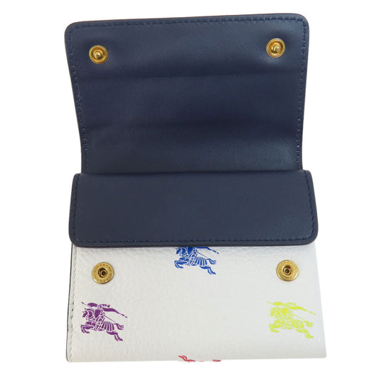 BURBERRY Bifold Wallet leather white logo Women Used Authentic