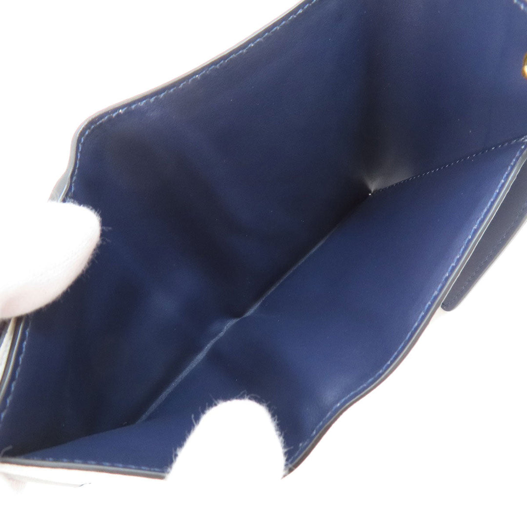 BURBERRY Bifold Wallet leather white logo Women Used Authentic