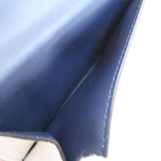 BURBERRY Bifold Wallet leather white logo Women Used Authentic