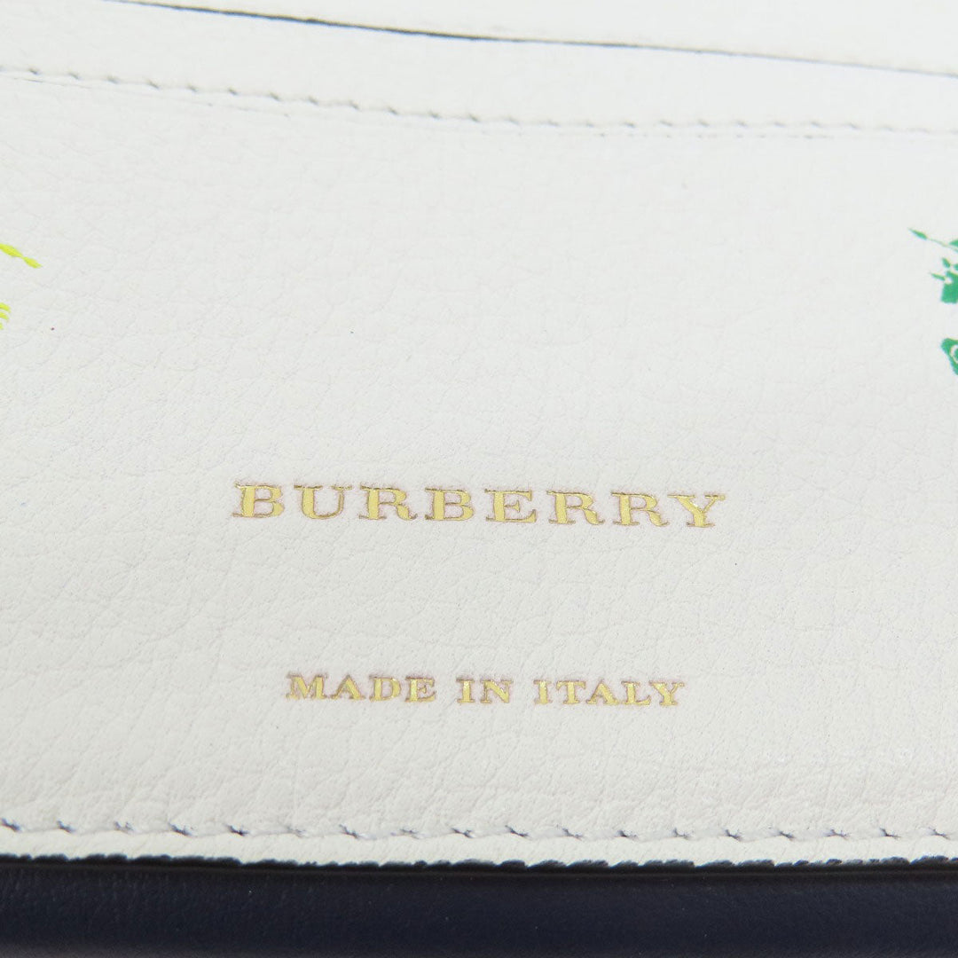 BURBERRY Bifold Wallet leather white logo Women Used Authentic