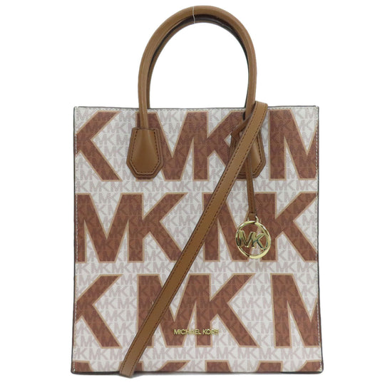 MICHAEL KORS Handbag PVC white MK Signature 2WAY Women Used Authentic