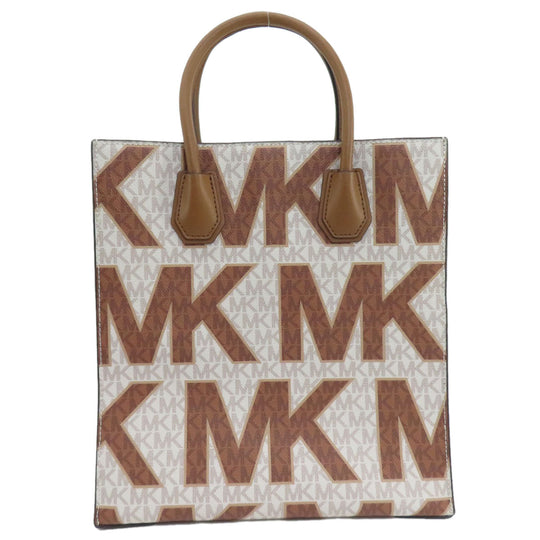 MICHAEL KORS Handbag PVC white MK Signature 2WAY Women Used Authentic