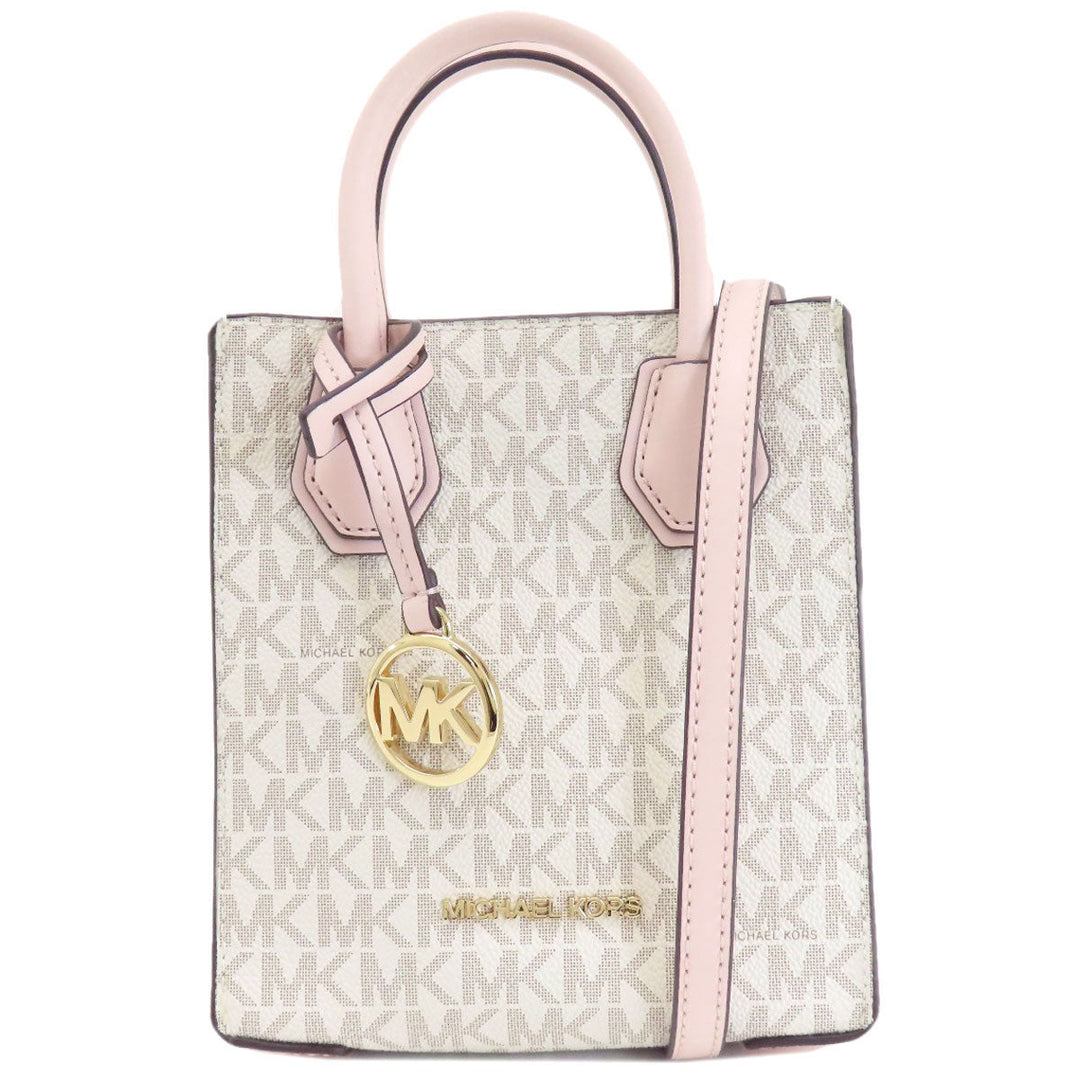 MICHAEL KORS Handbag PVC white MK Signature 2WAY Women Used Authentic