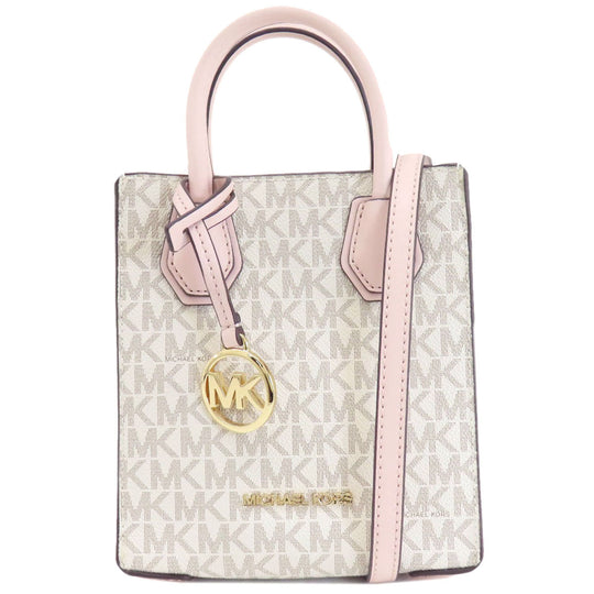 MICHAEL KORS Handbag PVC white MK Signature 2WAY Women Used Authentic