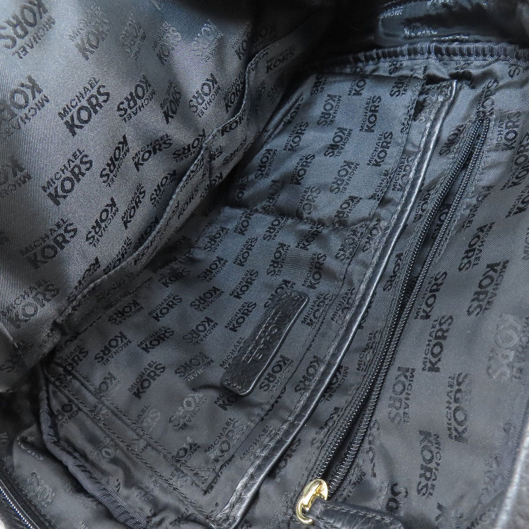MICHAEL KORS Backpack leather black logo Women Used Authentic