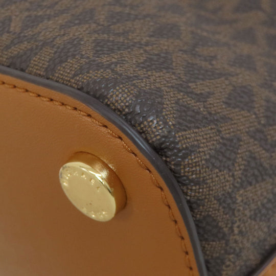 MICHAEL KORS Handbag PVC Brown MK Signature 2WAY Women Used Authentic