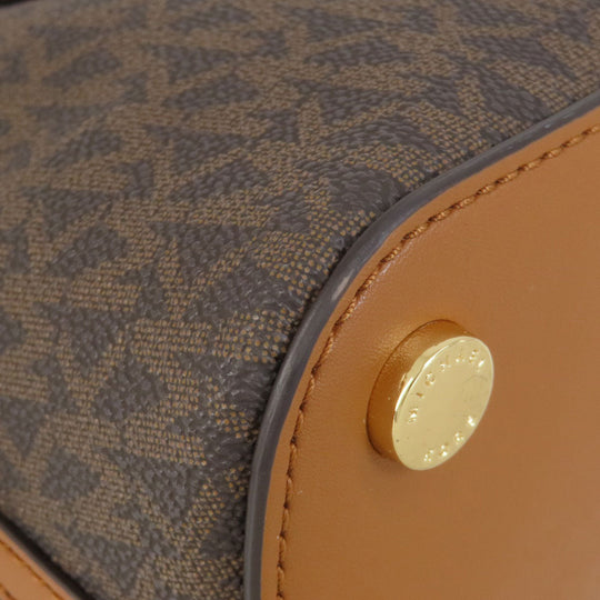 MICHAEL KORS Handbag PVC Brown MK Signature 2WAY Women Used Authentic