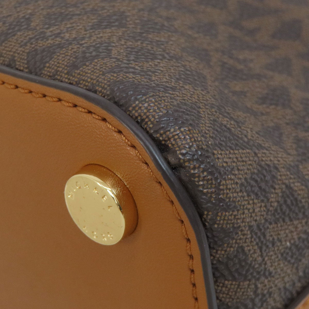 MICHAEL KORS Handbag PVC Brown MK Signature 2WAY Women Used Authentic