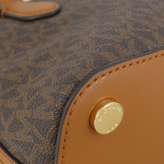 MICHAEL KORS Handbag PVC Brown MK Signature 2WAY Women Used Authentic