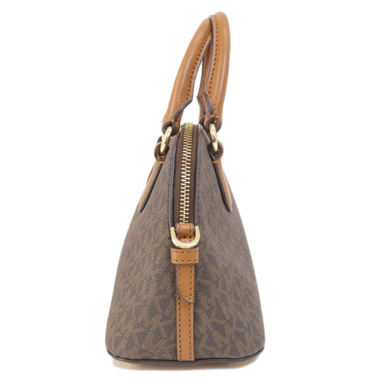 MICHAEL KORS Handbag PVC Brown MK Signature 2WAY Women Used Authentic