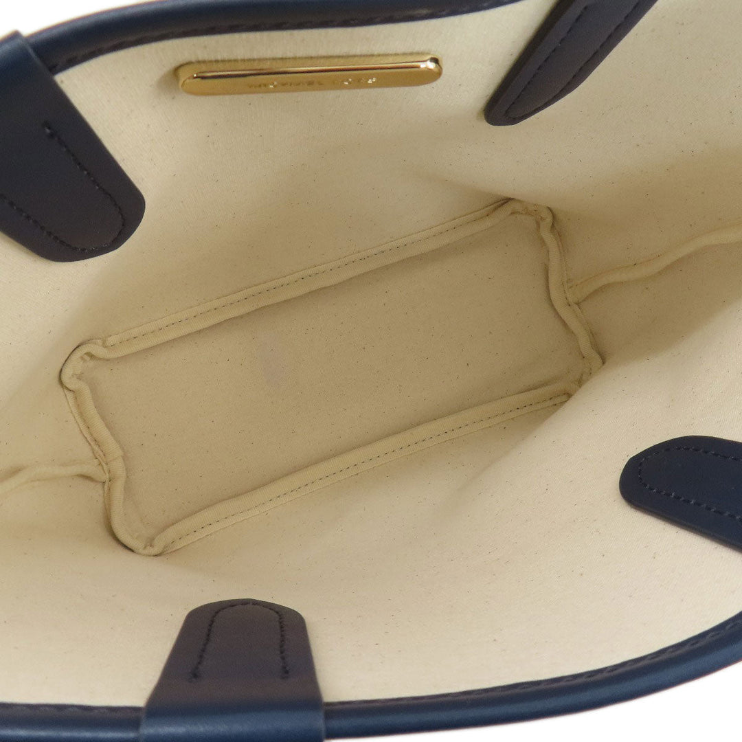 MICHAEL KORS Handbag PVC Navy MK Signature 2WAY Women Used Authentic