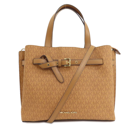 MICHAEL KORS Handbag PVC Brown Emilia 2WAY Women Used Authentic
