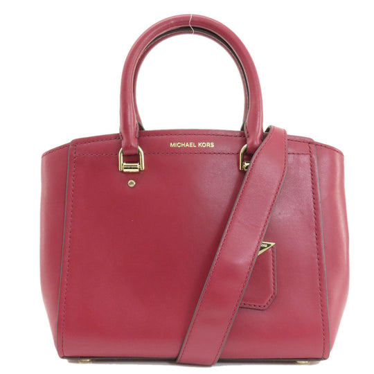 MICHAEL KORS Handbag leather Red 2WAY Women Used Authentic