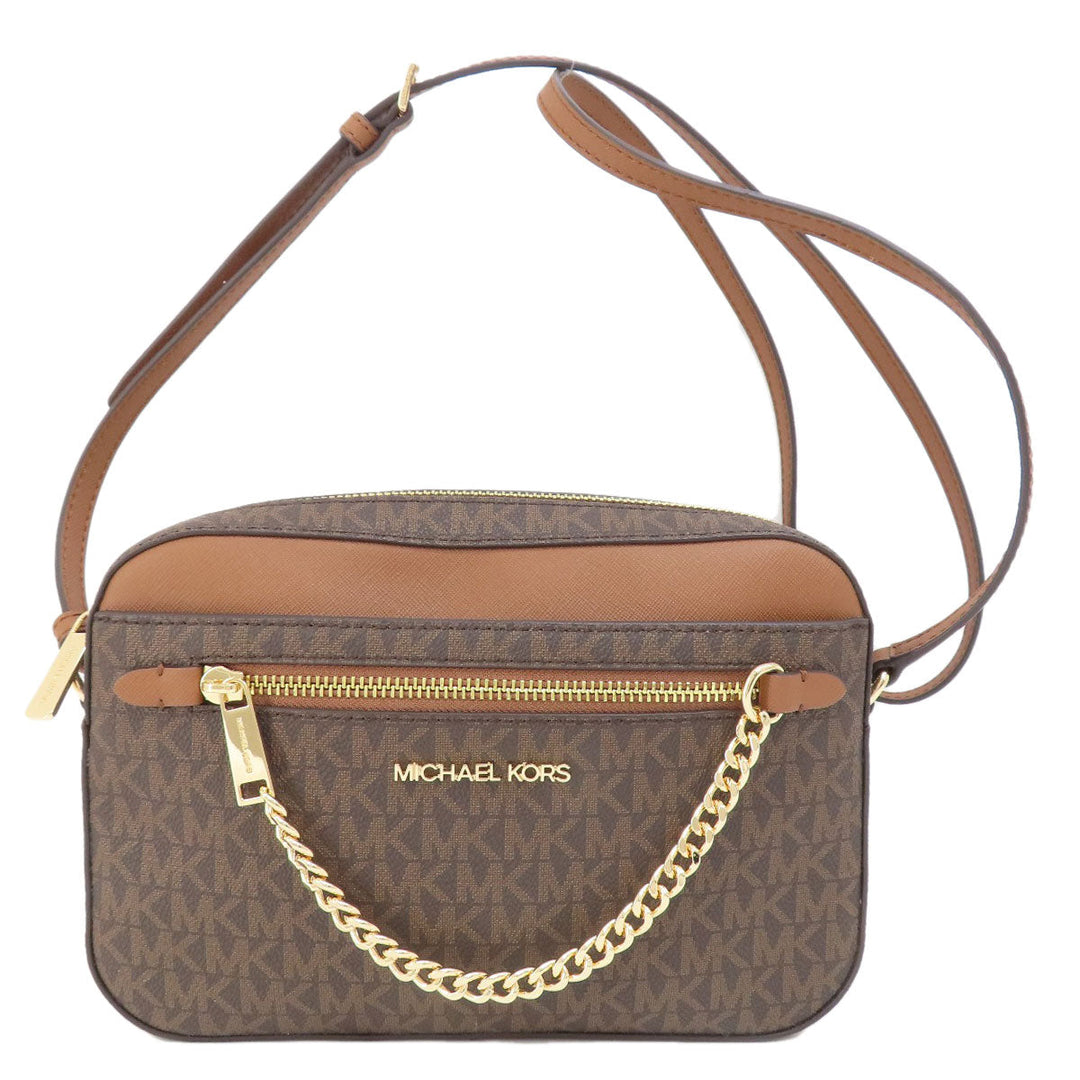 MICHAEL KORS Shoulder Bag PVC Brown MK signature Women Used Authentic