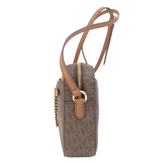 MICHAEL KORS Shoulder Bag PVC Brown MK signature Women Used Authentic
