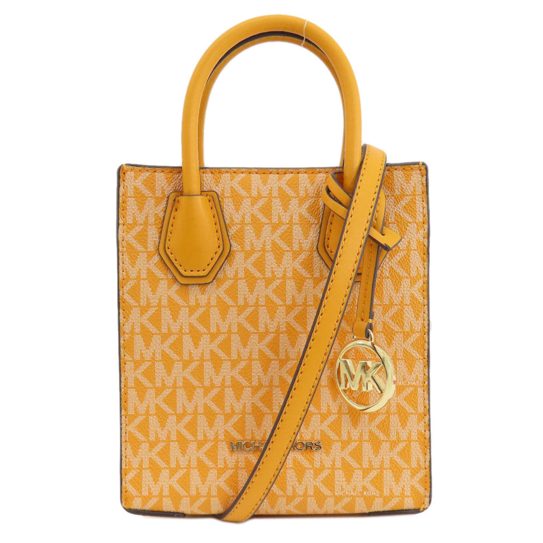 MICHAEL KORS Handbag PVC Orange MK Signature 2WAY Women Used Authentic