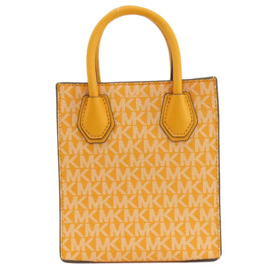 MICHAEL KORS Handbag PVC Orange MK Signature 2WAY Women Used Authentic