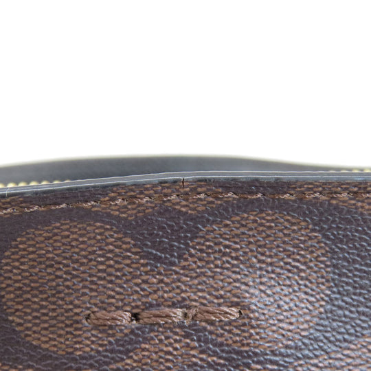 COACH Tote Bag F79987 PVC Brown Signature Women Used Authentic