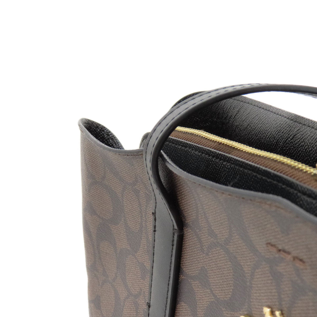 COACH Tote Bag F79987 PVC Brown Signature Women Used Authentic