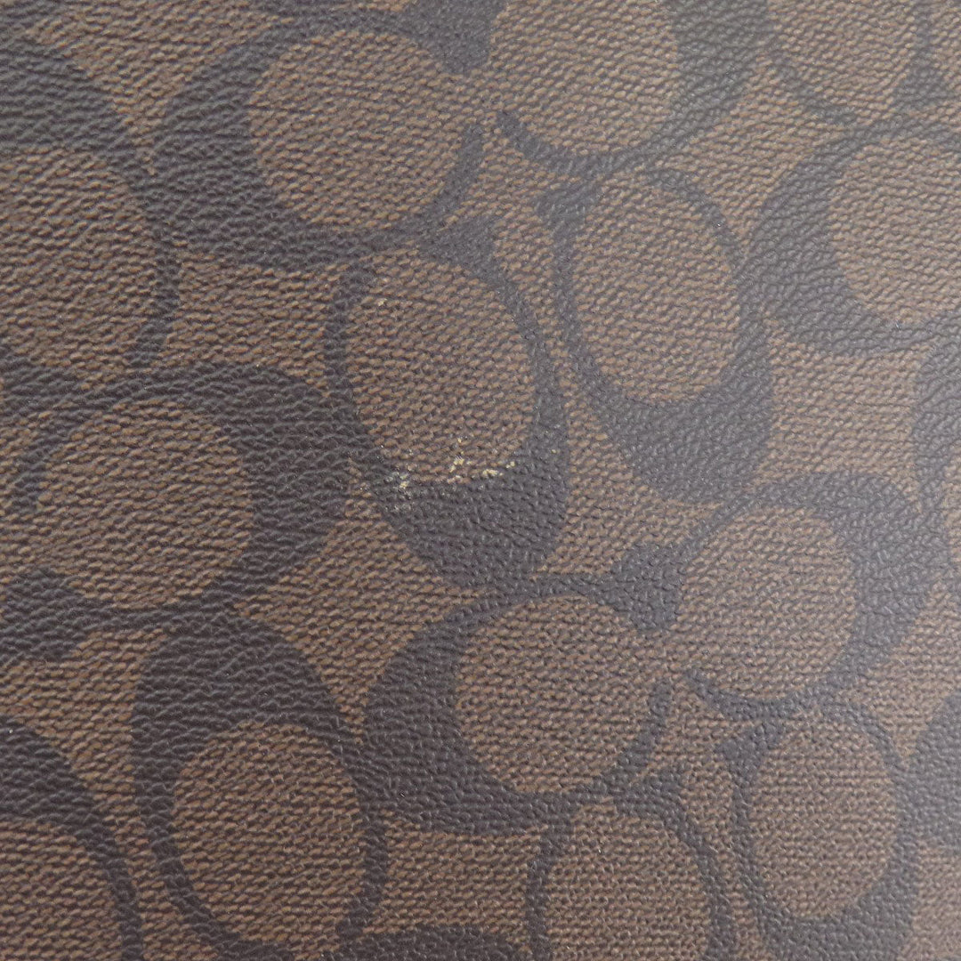 COACH Tote Bag F79987 PVC Brown Signature Women Used Authentic