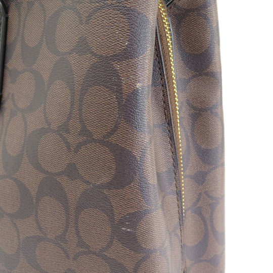 COACH Tote Bag F79987 PVC Brown Signature Women Used Authentic