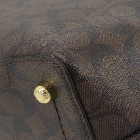 COACH Tote Bag F79987 PVC Brown Signature Women Used Authentic