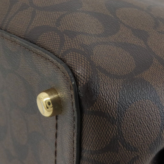 COACH Tote Bag F79987 PVC Brown Signature Women Used Authentic