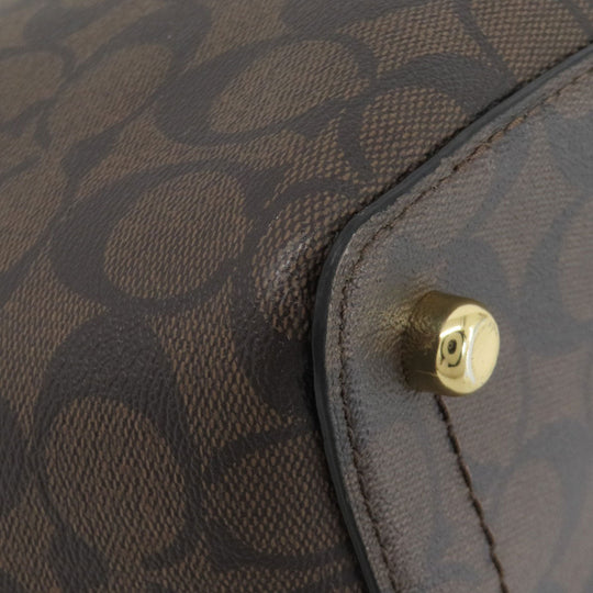 COACH Tote Bag F79987 PVC Brown Signature Women Used Authentic