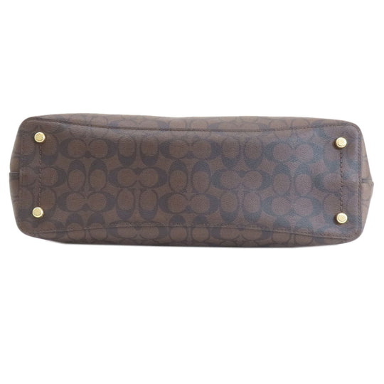 COACH Tote Bag F79987 PVC Brown Signature Women Used Authentic