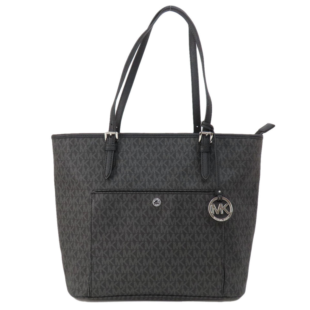 MICHAEL KORS Tote Bag Calfskin black MK signature Women Used Authentic