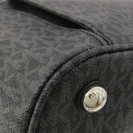MICHAEL KORS Tote Bag Calfskin black MK signature Women Used Authentic