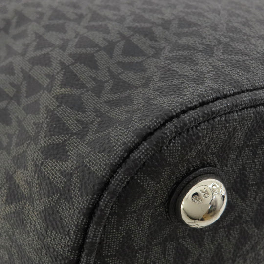 MICHAEL KORS Tote Bag Calfskin black MK signature Women Used Authentic