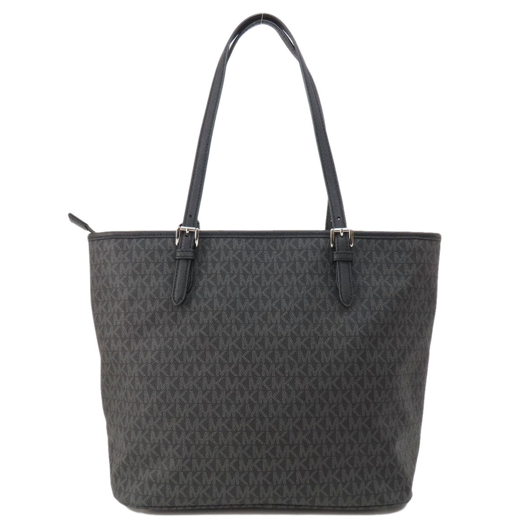 MICHAEL KORS Tote Bag Calfskin black MK signature Women Used Authentic