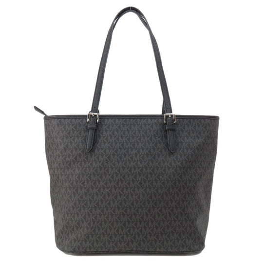 MICHAEL KORS Tote Bag Calfskin black MK signature Women Used Authentic