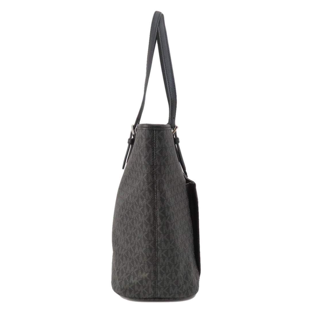 MICHAEL KORS Tote Bag Calfskin black MK signature Women Used Authentic